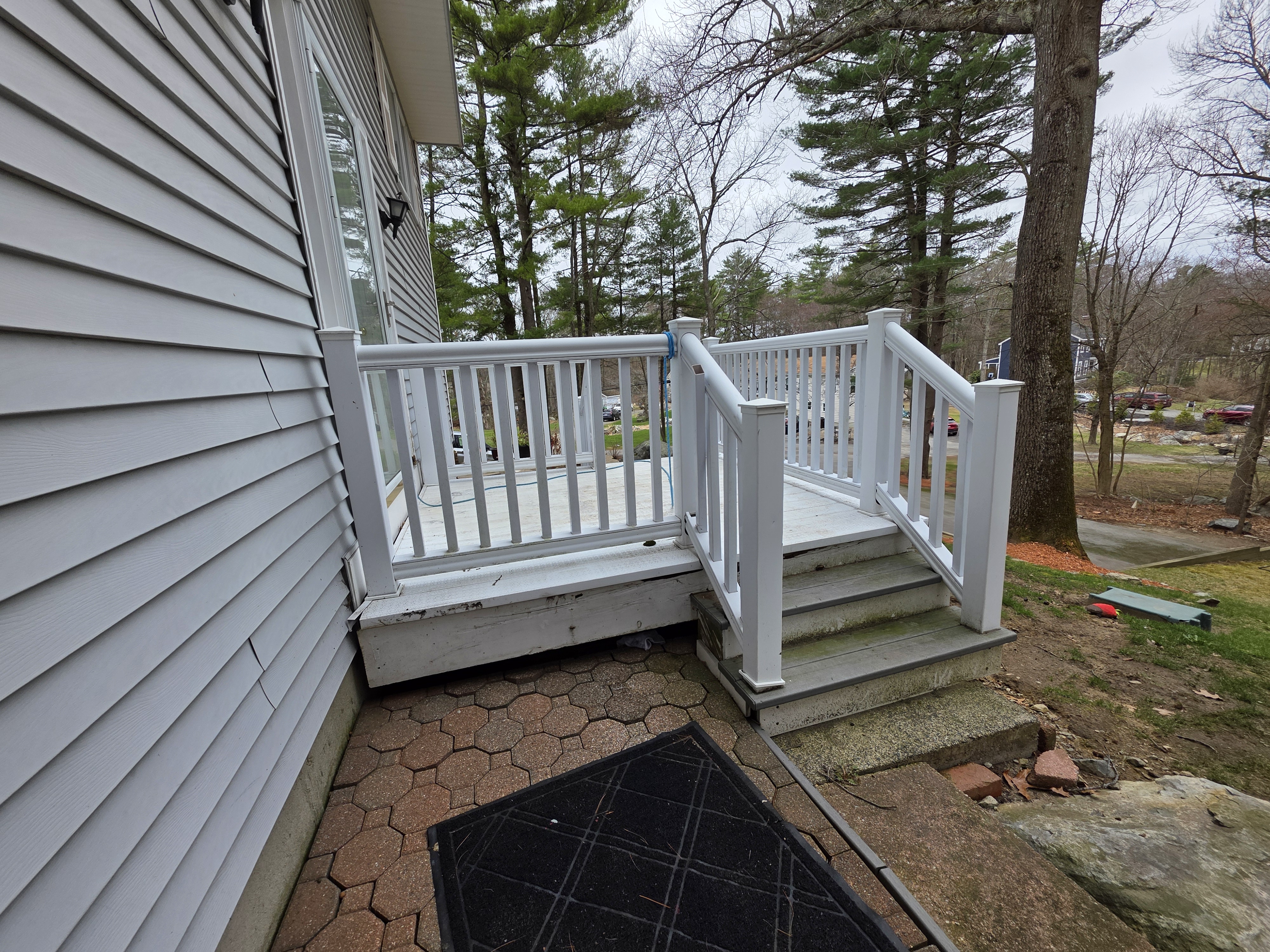 Before Decks in Weston, MA - Composite Deck & Landing Renovation